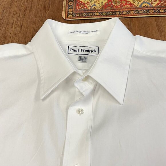 Paul Fredrick Men's Dress Shirt - French Cuffs - White - Size L (16.5x34) - GUC - Picture 4 of 10